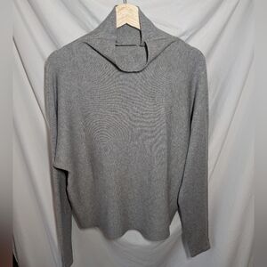 Tahari funnel neck sweater grey cashmere